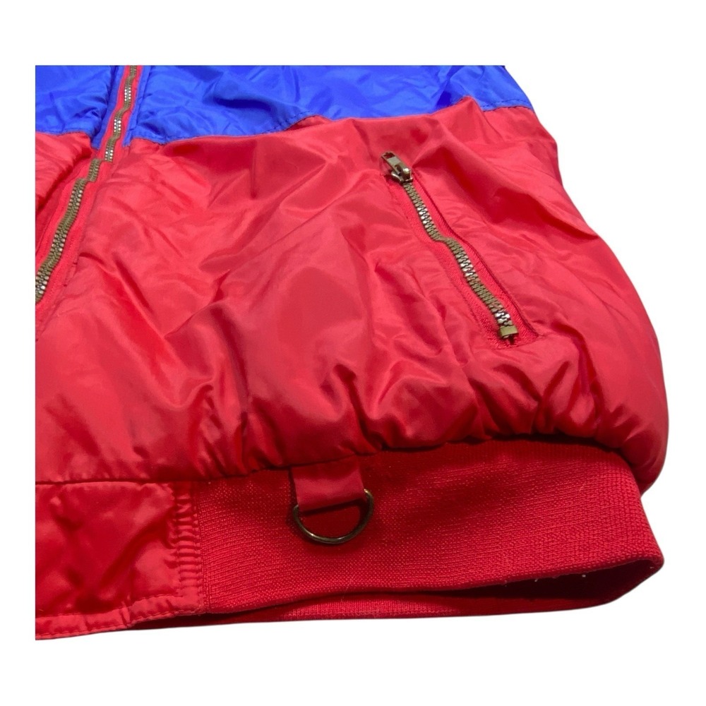 VTG 90s Brittania Bomber Jacket Puffer Men's XL Red Blue Puffy Retro Full Zip - Picture 4 of 11